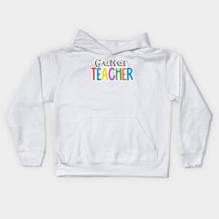 Rainbow Guitar Teacher Kids Hoodie